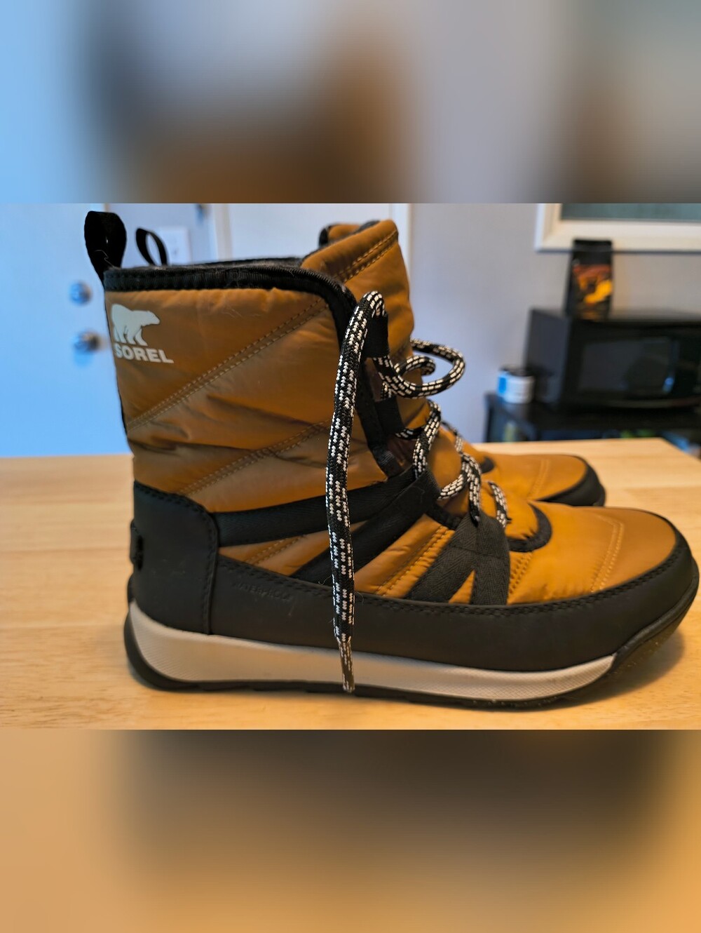 Sorel Women's Whitney Short Lace Waterproof Snow Boots In Elk- Brown/Black